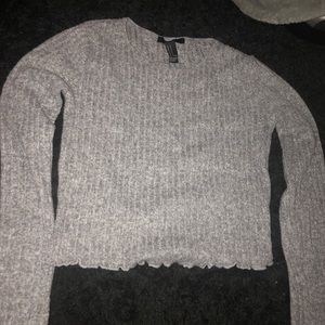 Forever 21 long sleeve grey cropped sweater